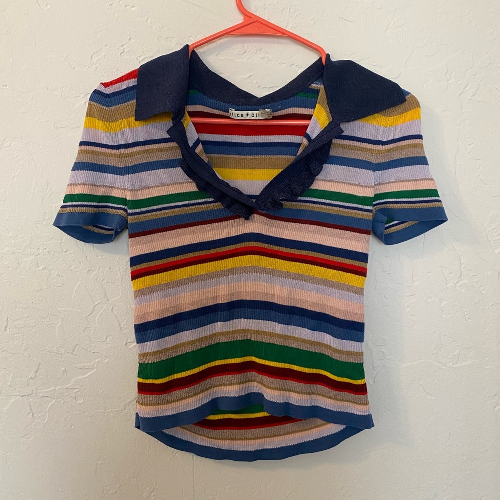 Alice + Olivia striped Polo Top